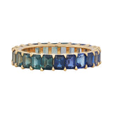 Mini Rainbow Sapphire Emerald Cut Eternity Ring