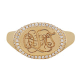 Diamond Oval Shape Signet Ring
