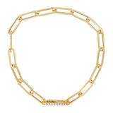 Mini Paperclip Bracelet With Diamond Clasp