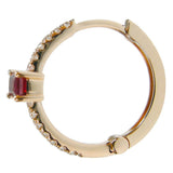 Baguette Ruby & Diamond Huggies