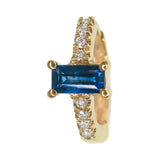 Mini Baguette Blue Sapphire & Diamond Huggie