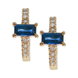 Mini Baguette Blue Sapphire & Diamond Huggie