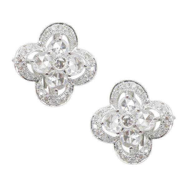 Signature Rose Cut Diamond Flower Stud Earrings