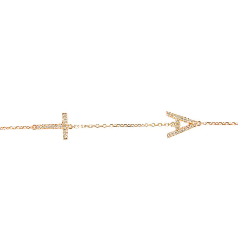 Pave Diamond Letter Chain Bracelet