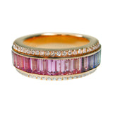 Signature Pastel Rainbow Sapphire & Diamond Spinner Ring