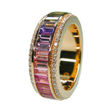 Signature Pastel Rainbow Sapphire & Diamond Spinner Ring