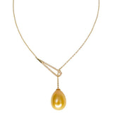 Golden Pearl & Diamond Lariat