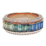 Signature Rainbow Sapphire & Diamond Spinner Ring