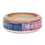 Signature Rainbow Sapphire & Diamond Spinner Ring