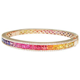 Princess Cut Rainbow Sapphire & Diamond Bangle