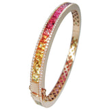 Princess Cut Rainbow Sapphire & Diamond Bangle