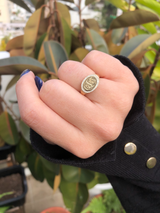 Diamond Oval Shape Signet Ring