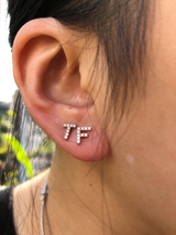 Pave Diamond Letter Stud Earrings