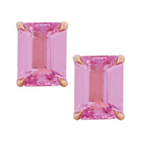 Emerald Cut Pink Sapphire Stud Earrings
