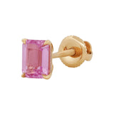 Emerald Cut Pink Sapphire Stud Earrings