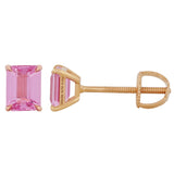 Emerald Cut Pink Sapphire Stud Earrings