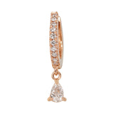 Pear Diamond Drop Charm Pavé Huggie
