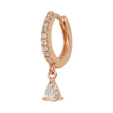 Pear Diamond Drop Charm Pavé Huggie