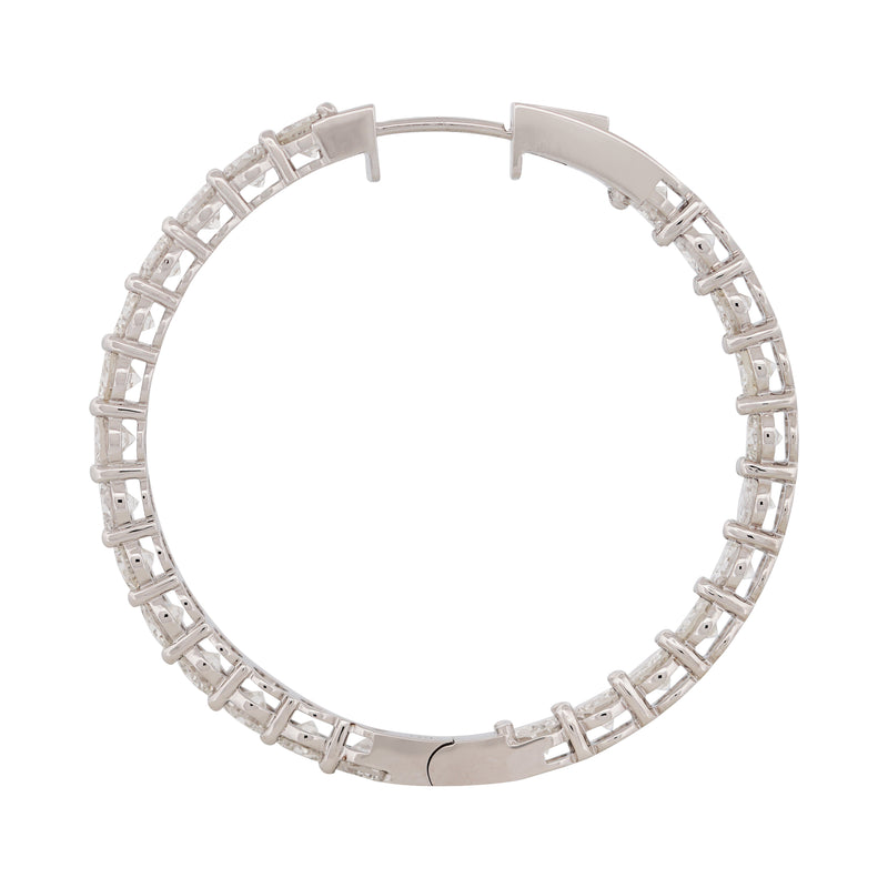 Enlarged Setting Diamond Hoop Earrings