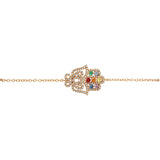 Rainbow Multi-Gem Hamsa Bracelet