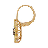 Vivid Yellow & Brown Diamond Sunflower Earrings