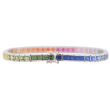Princess Cut Rainbow Sapphire Tennis Bracelet