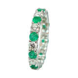 Alternating Emerald & Diamond Eternity Band