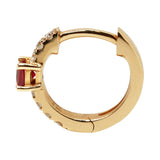 Princess Cut Ruby & Diamond Huggie Earrings