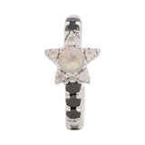 Opal & Black Diamond Star Hoop Earrings