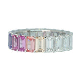 Signature Yin Yang Rainbow Sapphire And Diamond Emerald Cut Eternity Ring