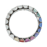 Signature Yin Yang Rainbow Sapphire And Diamond Emerald Cut Eternity Ring