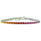 Round Brilliant Rainbow Sapphire Tennis Bracelet