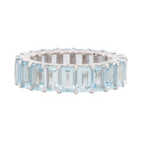 AQUAMARINE EMERALD CUT ETERNITY RING