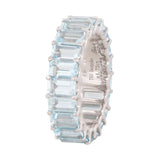 AQUAMARINE EMERALD CUT ETERNITY RING