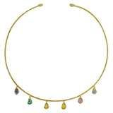 Carved Rainbow Leaf Multi-Gem Dreamcatcher Choker