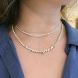 Vivid Yellow And White Diamond Tennis Necklace