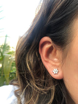 Diamond Sunflower Stud Earrings