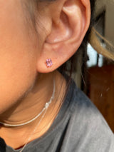 Emerald Cut Pink Sapphire Stud Earrings