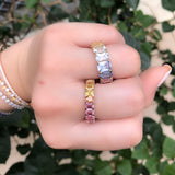 Mini Rainbow Sapphire & Diamond 3/4 Band