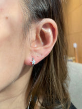 Opal & Black Diamond Star Hoop Earrings