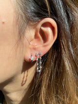Opal & Black Diamond Star Hoop Earrings