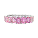 Mini Rainbow Sapphire Emerald Cut Eternity Ring