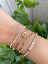 Mini Paperclip Bracelet With Diamond Clasp