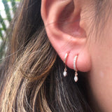 Marquise Diamond Drop Charm Huggie