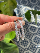 Enlarged Setting Diamond Hoop Earrings