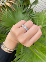 Aquamarine Emerald Cut 3/4 Ring