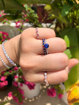 Shared Claw Blue Sapphire Eternity Ring