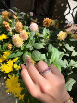 Shared Claw Half Eternity Rainbow Sapphire Ring