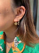 Vivid Yellow & Brown Diamond Sunflower Earrings