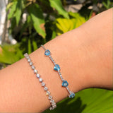 Swiss Blue Topaz & Diamond Bolo Bracelet